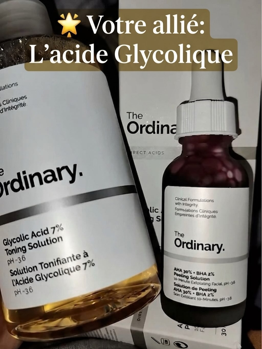 Acide glycolique AHA exfoliant éclat peau