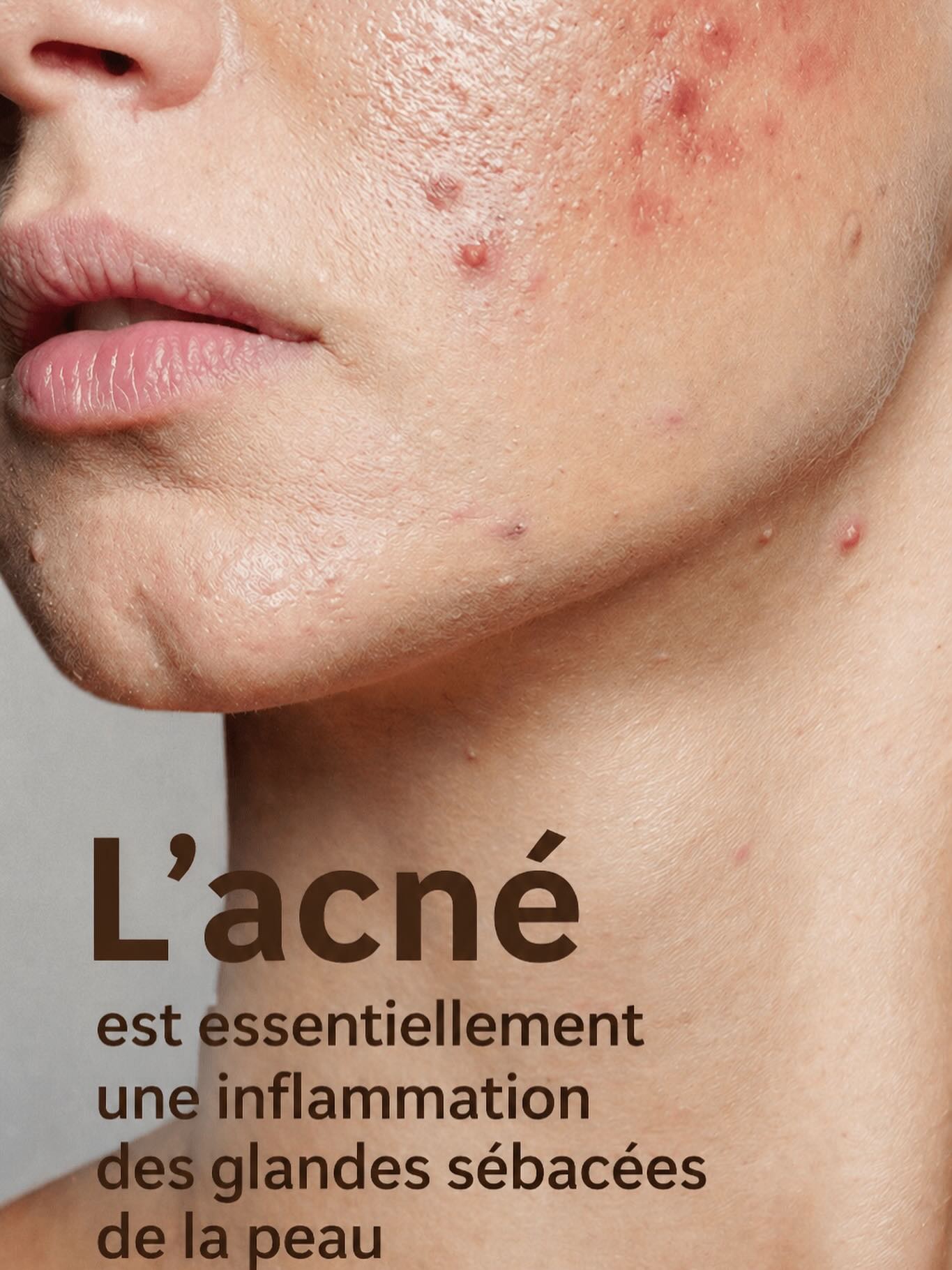 Infographie sur l'acné, glandes sébacées et inflammation causes et solutions