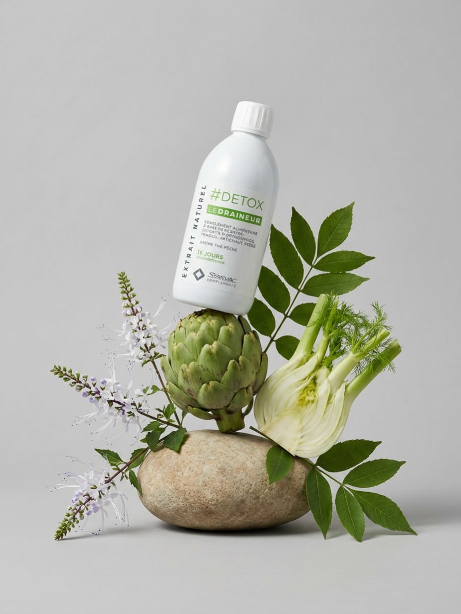 Flacon #DETOX Le Draineur avec artichaut, fenouil et plantes