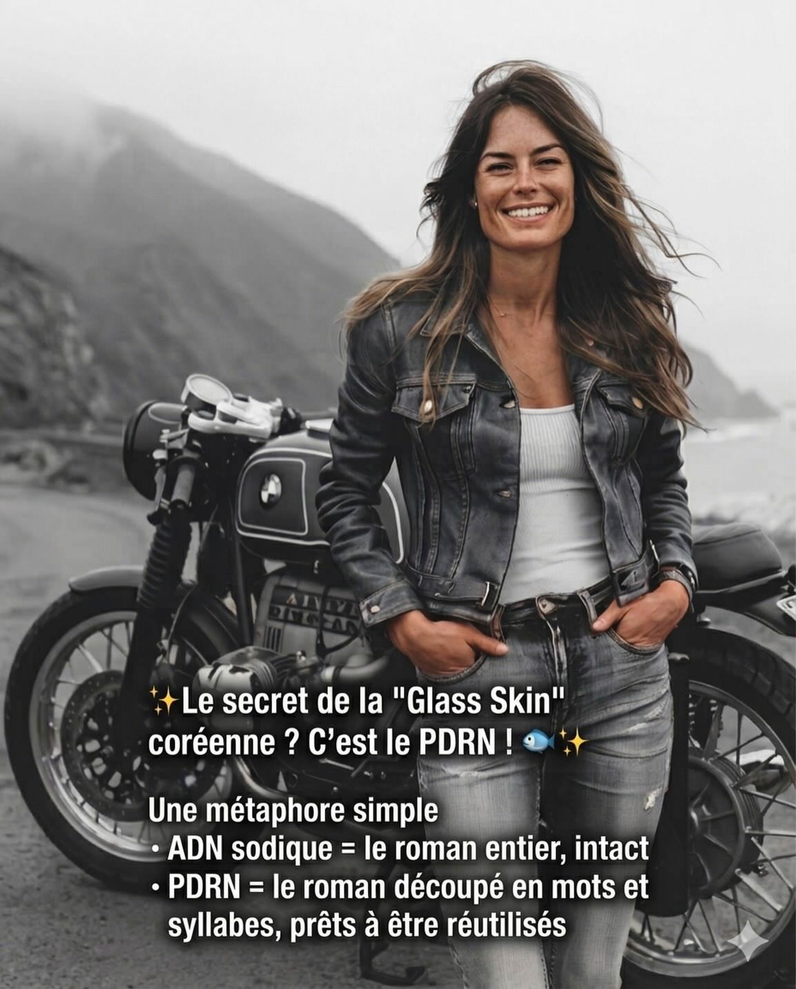 Infographie PDRN Sodium DNA Glass Skin K-beauty régénération cellulaire et éclat